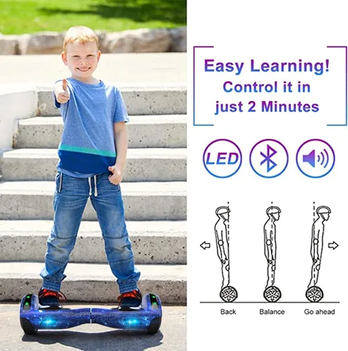 Miniatura 8 de SISIGAD Scooters for Kids Ages 7-12, with Built-in Bluetooth Speaker and 6.5" Colorful Lights Wheels, Safety Certified Self Balancing Scooter J-azul