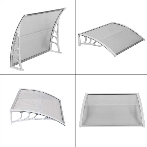 Miniatura 5 de Simply-Me Toldo de policarbonato para ventana de puerta, de 40 x 32 pulgadas, para puerta delantera, patio, exterior, protección UV, lluvia, nieve