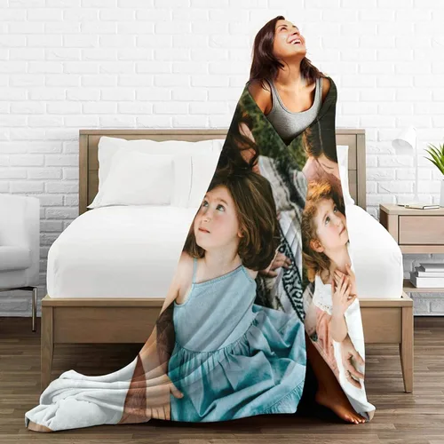 Miniatura 5 de Manta personalizada con imagen, mantas personalizadas con fotos, regalos personalizables para parejas, cumpleaños, aniversario de boda, 1 foto, 50 x