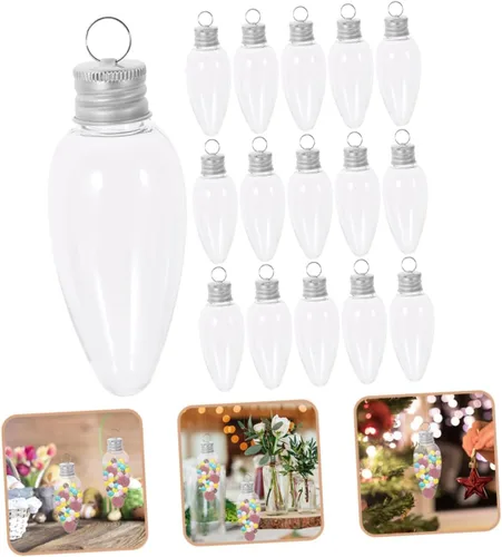 Miniatura 9 de TOYANDONA Bombilla pequeña para botella de caramelo, contenedor de adorno para relleno de calcetines, luz colgante, bombilla rellenable, bolas