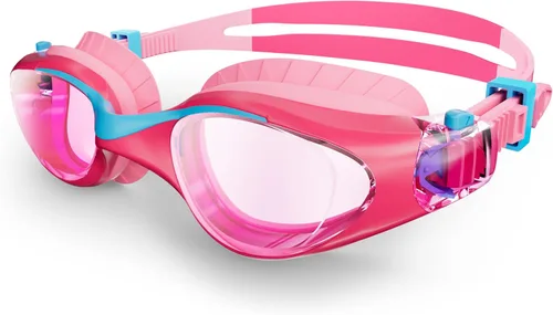 Kids Swim Goggles, Anti-Fog UV Protection, Leakproof Adjustable Strap Swimming Goggles for Boys Girls Ages 6–14 Pinkblue - Lente rosa