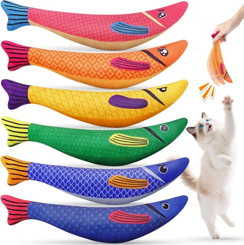 Juguetes para Gatos de Interior, Paquete de 6 Juguetes Interactivos de Hierba Gatera para Aburridos, Juguete Pateador para Gatitos con Sonido,
