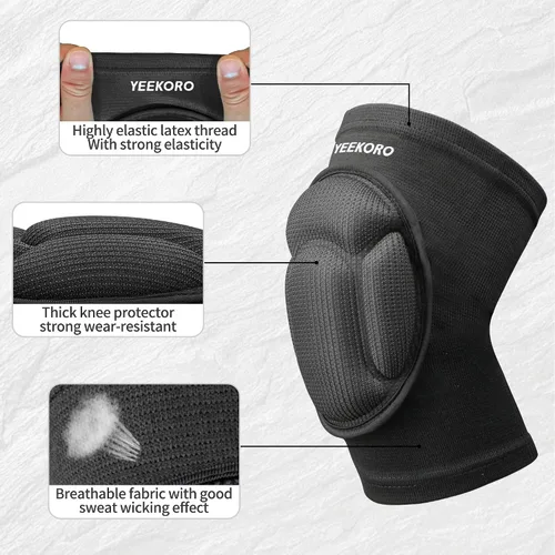 Miniatura 3 de Rodilleras con almohadilla gruesa SBR para deportes, rodillera antideslizante, para adultos y adolescentes, protector de rodilla para aliviar