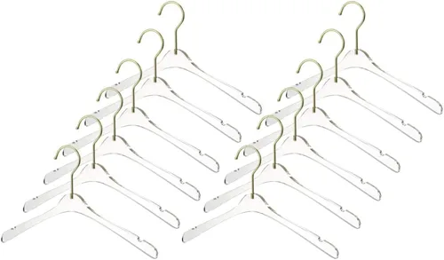 Miniatura 9 de YBM Home Perchas acrílicas transparentes hechas de acrílico transparente para un aspecto y tacto lujosos para armario, perchas de ropa organizan