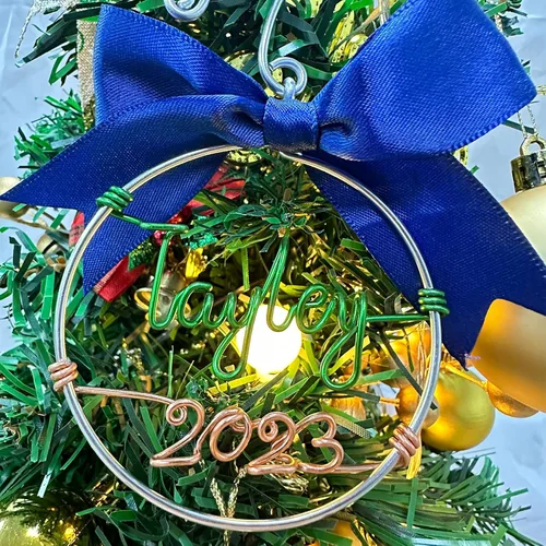 Miniatura 4 de Adorno de Navidad personalizado con nombre de alambre 2023, palabras hechas a mano personalizadas, latón macizo para decoración del árbol