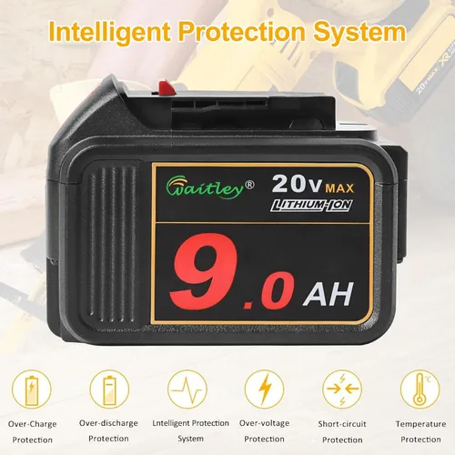 Miniatura 4 de waitley Paquete de 2 baterías de repuesto de 20 V 9.0 Ah compatibles con DCB200 DCB209 20V DCD DCF DCG Series Herramientas eléctricas inalámbricas