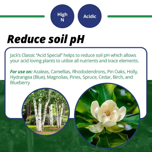 Miniatura 4 de Jack's Classic Fertilizante soluble en agua especial ácido 17-6-6 con micronutrientes para promover el crecimiento vegetativo y floraciones