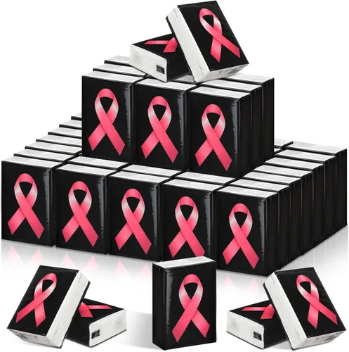 Ireer Pañuelos faciales de viaje con cinta rosa para concientización sobre el cáncer de mama, 50 unidades, Hope Care, regalo para sobrevivientes de