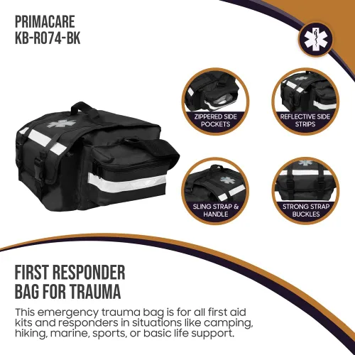 Miniatura 3 de Primacare KB-RO74-BK Bolsa de trauma de primera respuesta, 17 x 9 x 7 pulgadas, negro, organizador de suministros médicos EMT/EMS con separadores