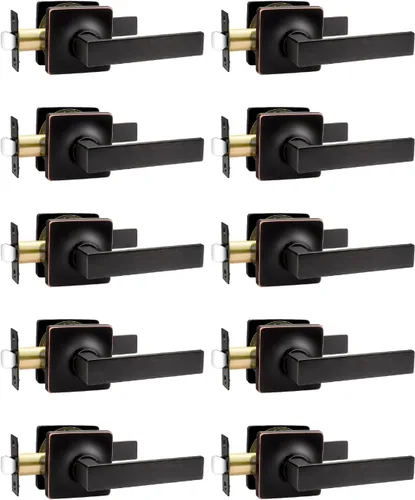 Miniatura 4 de Mengico Paquete de 1 manija de puerta de paso interior negro mate, mango resistente sin bloqueo para puertas de armario y pasillo, reversible