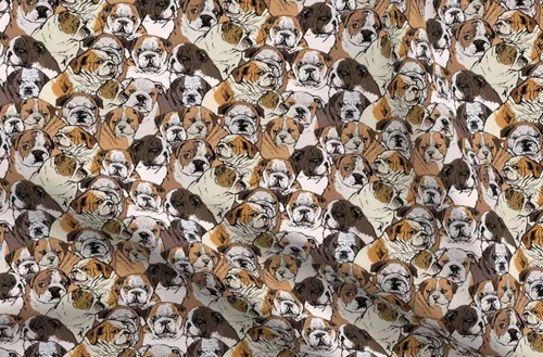 Spoonflower Tela – Bulldog Inglés Bulldogs Patrón Cachorro Animal Impreso en Petal Signature Tela de Algodón Fat Quarter – Costura Acolchado Ropa