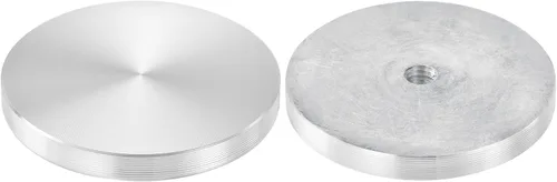 Miniatura 24 de uxcell M6 Rosca 0.787 in de diámetro de forma redonda de aluminio disco hardware 1pcs, aluminio círculo disco vidrio adaptador superior para mesa