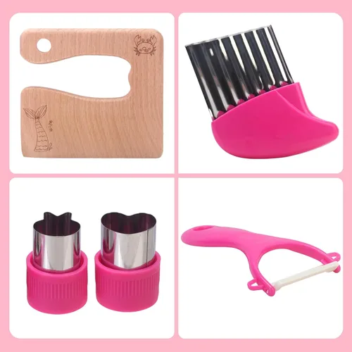 Miniatura 6 de Montessori Herramientas de cocina juguetes regalos para niños y niñas de 4 5 6 7 8 9 10 años de edad, juego de cuchillos seguros de cocina real