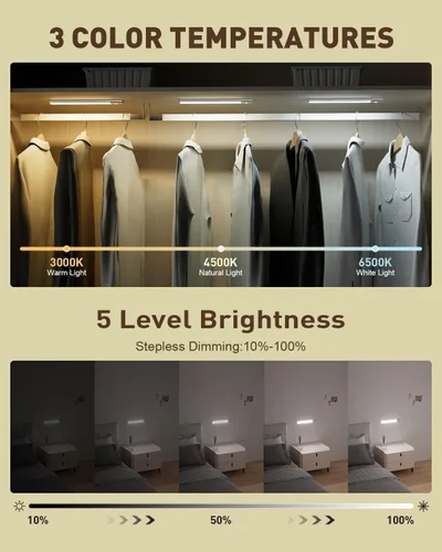 Miniatura 3 de Iluminación para debajo del gabinete, luz inalámbrica con sensor de movimiento para interiores, luces de barra de cocina recargables de 12 pulgadas