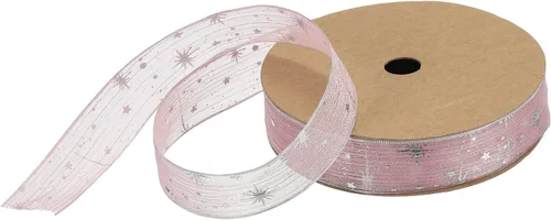 Miniatura 15 de MECCANIXITY Cinta transparente de organza de estrella de 1 pulgada y 20 yardas, cinta de hilo de nieve brillante negra para envolver regalos, caja