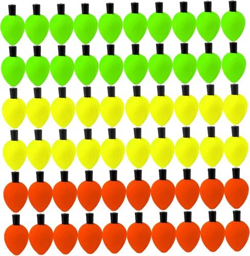 Bobbers de espuma para pescar, con forma de lágrima, flotadores de pesca ligeros, flotadores coloridos para truchas, agua salada, agua dulce, 60
