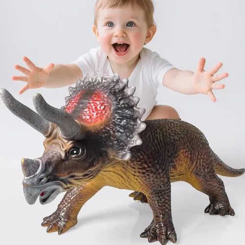 Miniatura 3 de Gzsbaby Dinosaurs King Giant Triceratops Juguete de Dinosaurio – Figura de Dinosaurio Realista y de Aspecto Real de 32 pulgadas, Juguetes