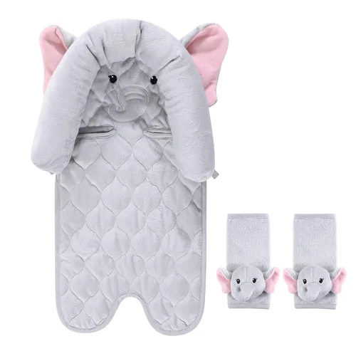 Miniatura 5 de Hudson Baby Funda unisex para asiento de coche y correas para bebé, elefante azul, talla única