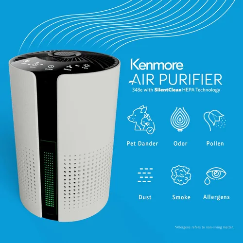 Miniatura 2 de Kenmore PM1010 Purificadores de aire para dormitorio hasta 348 pies cuadrados con filtro HEPA H13 auténtico, traba para niños, modo de sueño