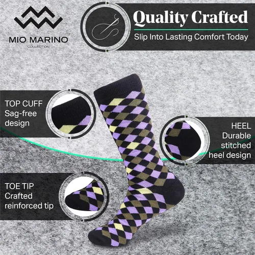 Miniatura 2 de Marino - Calcetines de vestir coloridos para hombre, de algodón con estampado de moda, 12 unidades.