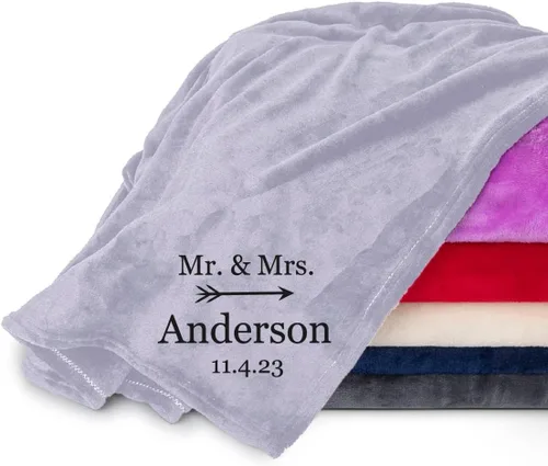 Miniatura 9 de Manta personalizada para parejas con nombre y fecha de aniversario, súper suave y acogedora, manta personalizada de Mr. y Mrs. para parejas, regalos