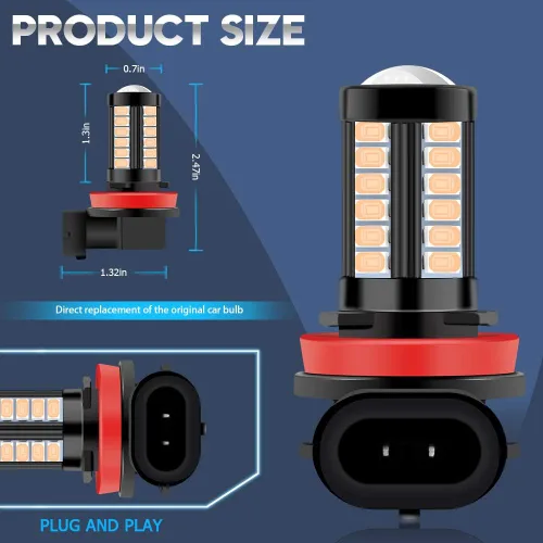 Miniatura 2 de Bombillas LED antiniebla H8 H11 de repuesto para automóviles súper brillantes 6000 K rosa 5730 33SMD para luces de circulación diurna DRL 12 V-2