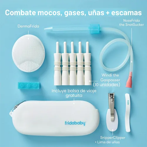 Miniatura 2 de Frida Baby Kit básico, kit de 6 piezas esenciales para bebés, incluye aspirador nasal, limas de uñas NailFrida, alivio de gas Windi, cepillo de baño