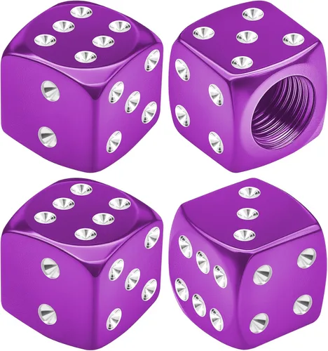 Miniatura 11 de 4 tapas de vástago de válvula de neumático estilo dado, tapas de neumáticos de automóvil, cubiertas de válvula de rueda de aleación de aluminio