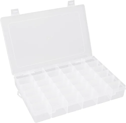 Miniatura 9 de OALCQ Caja organizadora de plástico de 24 rejillas con divisores, caja organizadora de cuentas para manualidades, caja organizadora de aretes