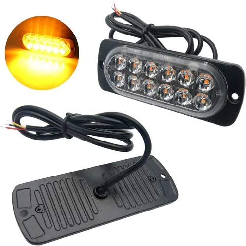 Miniatura 4 de MASO Luces estroboscópicas de emergencia para camiones, coche de recuperación ámbar 12 LED, barra de iluminación naranja, parrilla intermitente
