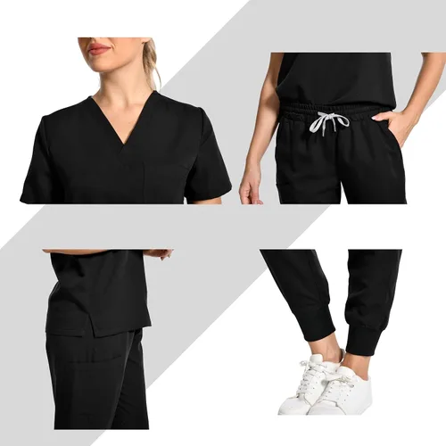 Miniatura 5 de PuriPure Conjunto de ropa quirúrgica para mujer, uniforme de enfermera, pantalones deportivos clásicos con cuello en V y pantalones quirúrgicos