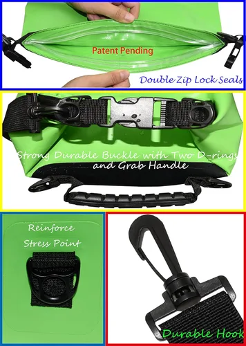 Miniatura 3 de Freegrace Juego de 3 bolsas secas impermeables con 2 sellos de cierre de cremallera y correa de hombro desmontable, bolsa de cintura y funda