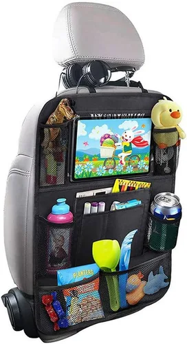 Tianle Organizador de coche para asiento trasero – Organizador de coche premium con soporte de mesa de 10 pulgadas, 9 bolsillos, artículos