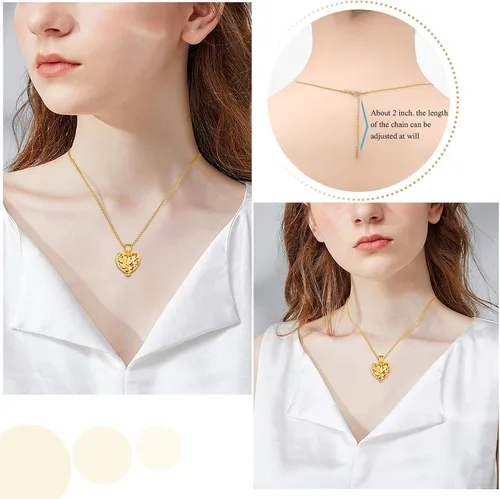 Miniatura 6 de Collar con medallón de cremación conmemorativa con corazón eterno con mini urna para cenizas de seres queridos