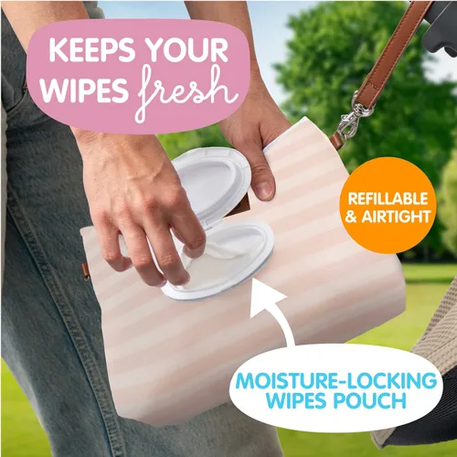 Miniatura 5 de Bumco - Bolsa de mano para pañales – Dispensador de toallitas portátil y soporte para pañales, estuche hermético de viaje para toallitas para bebés