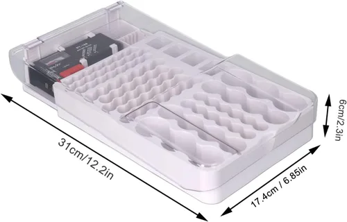 Miniatura 7 de Caja de almacenamiento organizadora de baterías con probador, tapa transparente, organizador de batería, soporte para 93 baterías, caja