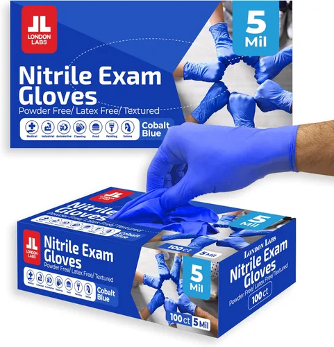 Miniatura 3 de London Labs NITRILE - Guantes desechables de 4 mil de grosor, sin látex y sin polvo (1000 unidades, grande, azul)