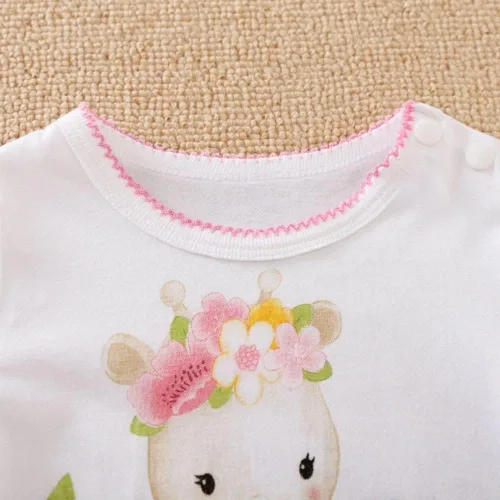 Miniatura 4 de Linda jirafa + cebra con estampado floral de manga larga para bebé niña, mono blanco para mameluco de una pieza