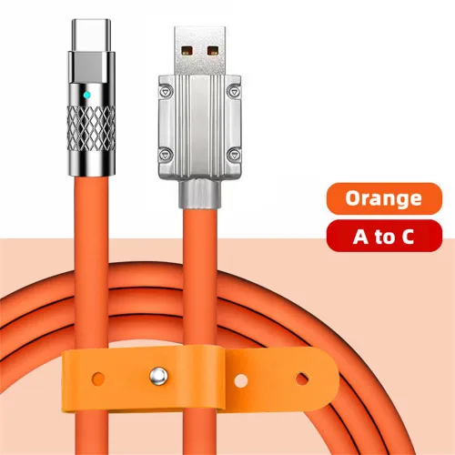Miniatura 2 de cablecc Tipo A USB-A a USB-C Silicona Líquida Ultra Suave 120W Power USB2.0 Datos Cable Naranja Carga Rápida para Computadora Portátil Tableta