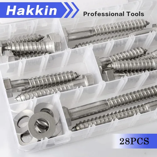 Miniatura 5 de Hakkin - Tornillos hexagonales de 1/2 pulgada de 2 pulgadas, 2-1/2 pulgadas, 3 pulgadas, 4 pulgadas, 5 pulgadas, kit surtido de 28 tornillos