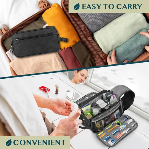 Miniatura 7 de PAVILIA Neceser para hombres y mujeres, bolsa de viaje, estuche organizador de artículos de tocador, artículos esenciales de viaje, kit de afeitado