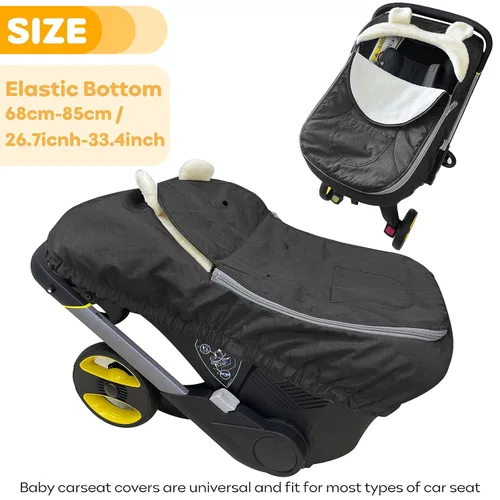 Miniatura 2 de Funda para asiento de automóvil, funda de asiento de automóvil para bebé, cubierta universal para asiento de automóvil para invierno, otoño, Negro