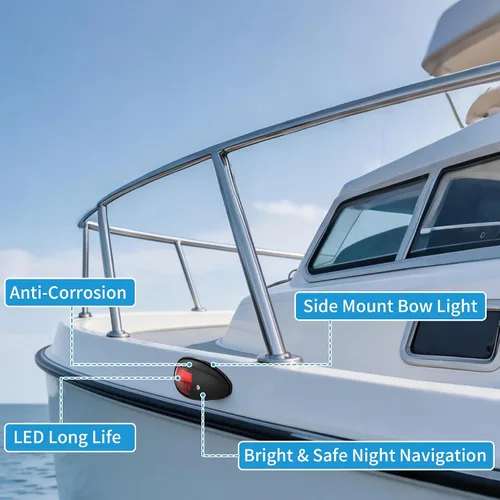 Miniatura 3 de Obcursco Luces de Navegación para Barco, LED Rojo y Verde de Montaje Vertical para Proa y Popa, Luces Marinas Impermeables IP67 para Pontones, Negro