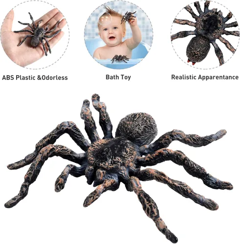 Miniatura 4 de Skylety 4 piezas realista araña gigante falsa modelo de acción de plástico animal tarántula, juguete educativo realista para niñas y niños