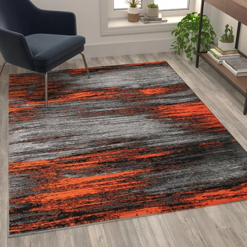 Miniatura 37 de Flash Furniture Rylan Collection - Alfombra contemporánea de olefinas azules, de pelo alto, 2 x 10 pies, respaldo de yute, pasillo, entrada
