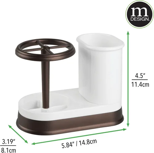 Miniatura 2 de mDesign Organizador Decorativo de Almacenamiento Dental para Baño Soporte para Cepillo de Dientes Eléctrico Giratorio/Pasta de Dientes - Diseño
