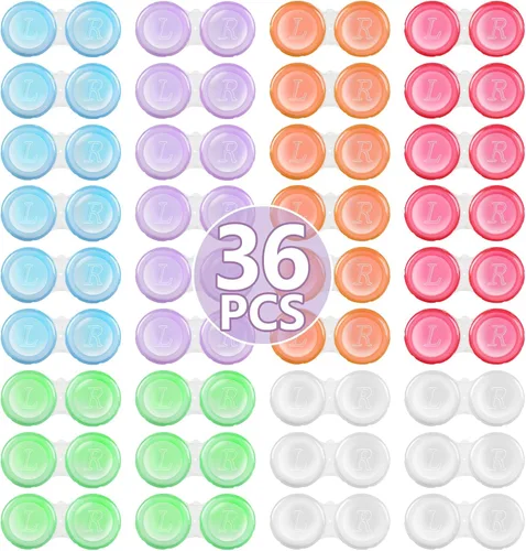 Phyyixixs 36 Pack Estuches para Lentes de Contacto al Por Mayor, Estuche Transparente y Bonito para Lentes de Contacto para el Hogar y Viaje, 6