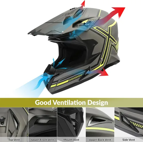 Miniatura 3 de TCMT Casco de motocicleta unisex para adultos, de cara completa, todoterreno, motocross, ATV, bicicleta de montaña, MX casco aprobado por DOT