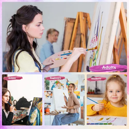 Miniatura 5 de Juego de pinceles para pintura acrílica, 20 piezas de pinceles de pintura acrílica para acuarela al óleo, pinceles de artista para cuerpo, cara, Azul