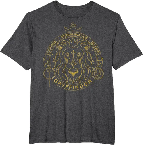 Miniatura 19 de Harry Potter Camiseta Gryffindor Line Art Lion Symbol, Negro